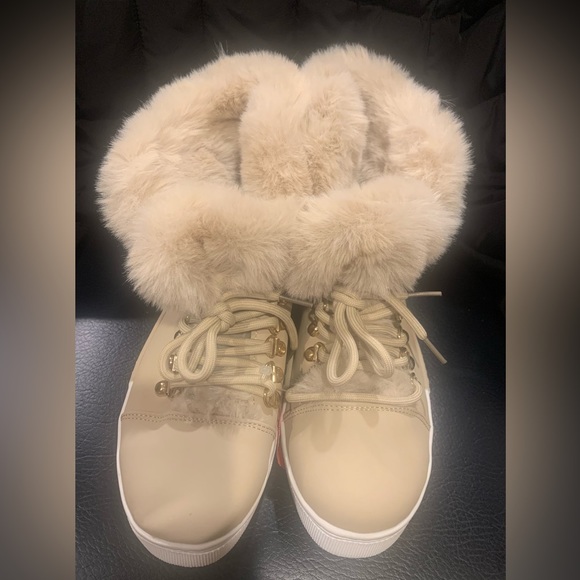 New Warm Faux Fur Trim Women's Casual Lace Up Flat Snow Ankle Boots Shoes Size 9 - Picture 3 of 11